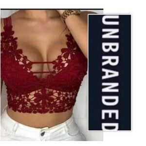 UNBRANDED Red Lace Crop Top
